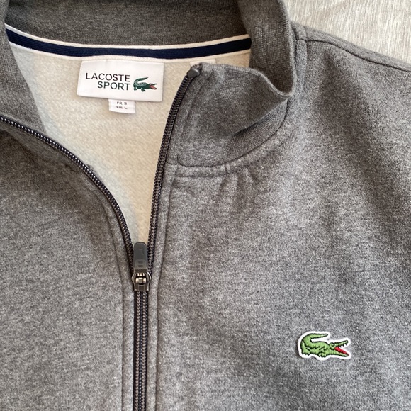 Mint grey full-zip Lacoste sweater - Picture 2 of 2